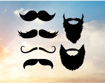 Beard and Mustache SVG file for cutting machine-- DIY Movember decal, Movember Shirt, Photo Props, Movember Heat Trasfer Vinyl