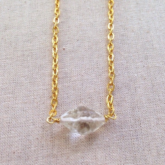 Gold Pendant Necklace Crystal Glass Bead Pendant by MySeaBoutique