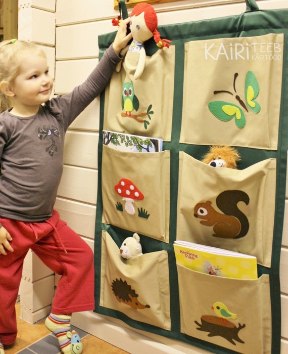 Kids organizer hanging wall fabric pocket storage for by KairiTeeb