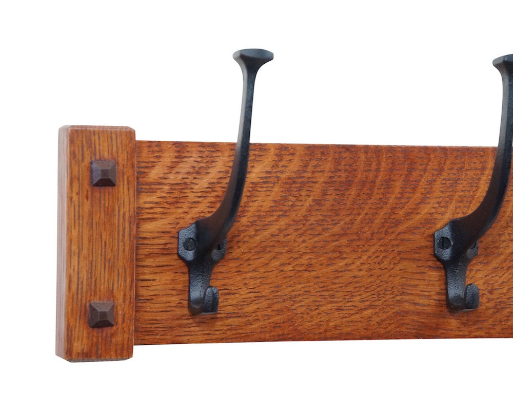 30 Mission Craftsman Wall Coat Rack with 5 Cast Iron