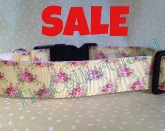 Lemon And Pink Floral Dog Collar