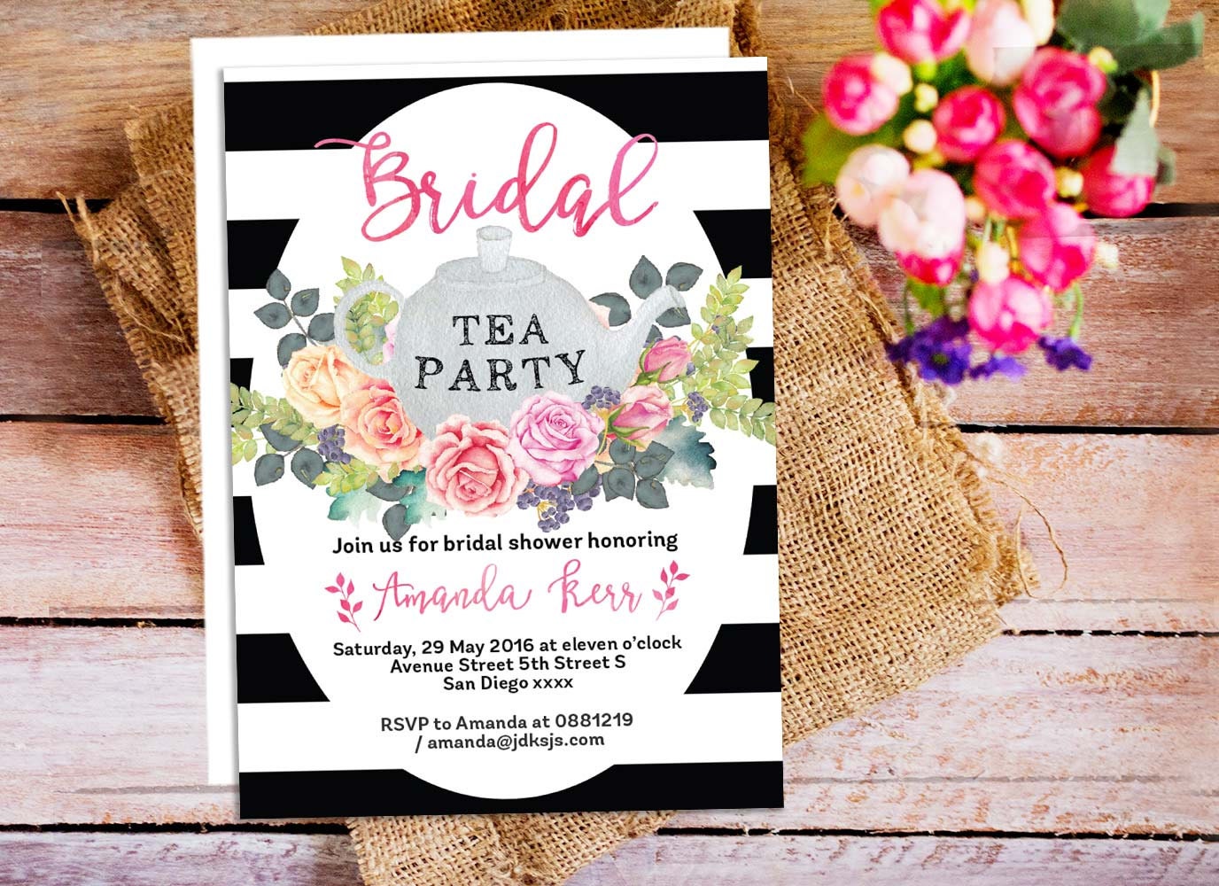 Floral Tea Party Invitations Bridal Shower Tea Invitation