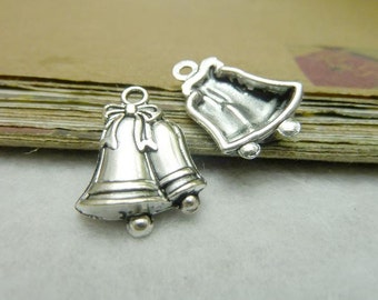 BULK 30 Bells Charms Antique Silver Tone with lovely Detailing