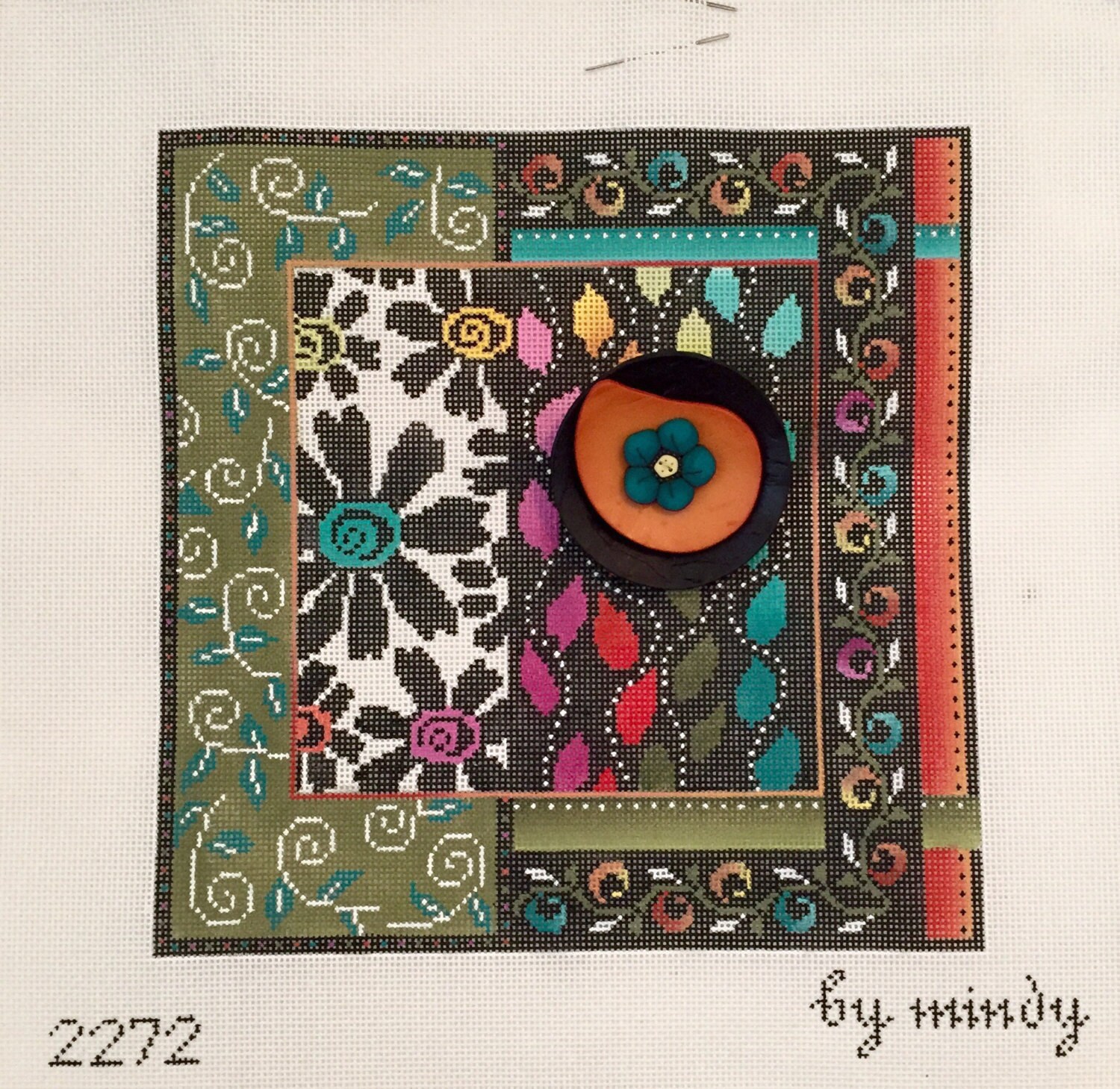 By Mindy Handpainted Needlepoint Canvas 18 Mesh