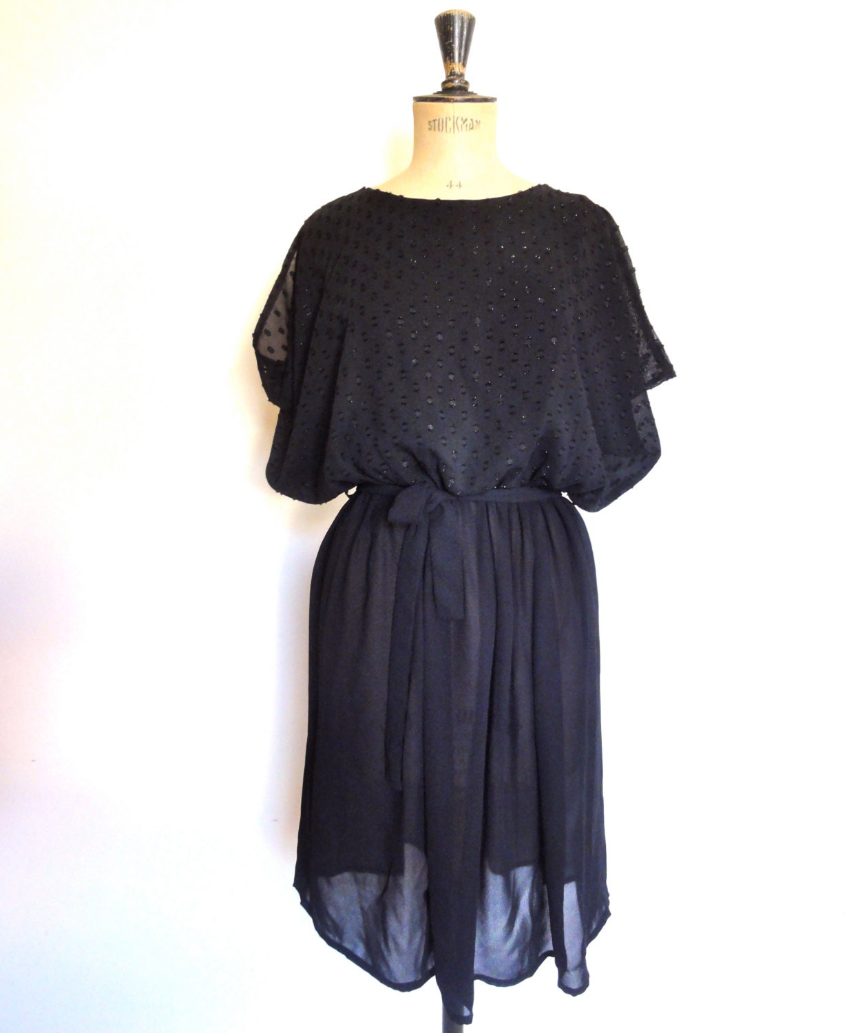 Vintage 70s dress little black dress party 70s disco size