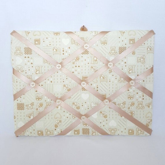 Cream Nursery Fabric Memo Board Notice Board French Memo
