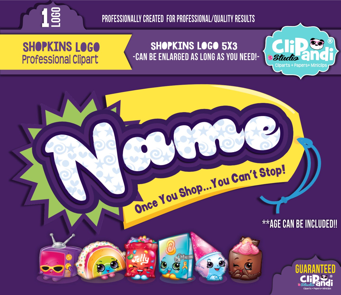 PERSONALIZED TAG Shopkins name tag CLIPART Name by CliPandiStudio
