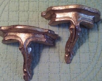 Pair of vintage Gold Gilt Shelves - Made In Italy