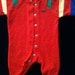 Izod Lacoste footed pajama 1980’s, red with yellow, blue and green trim, infant size small, gently used