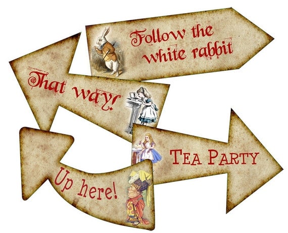 Alice In Wonderland Arrows Digital Download Printables