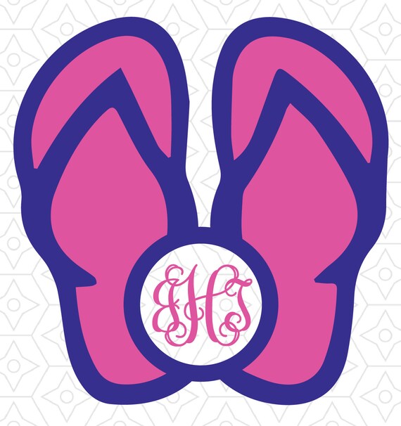 Download Flip Flop Monogram Frame SVG DXF and EPS Vector files for