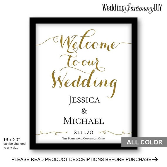 Gold wedding Mod Welcome to our wedding sign Printable