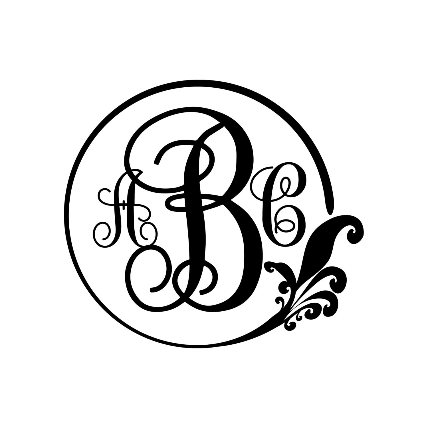 Fancy Monogram Monogram Decal Custom Vinyl By Vinyldecorgallery