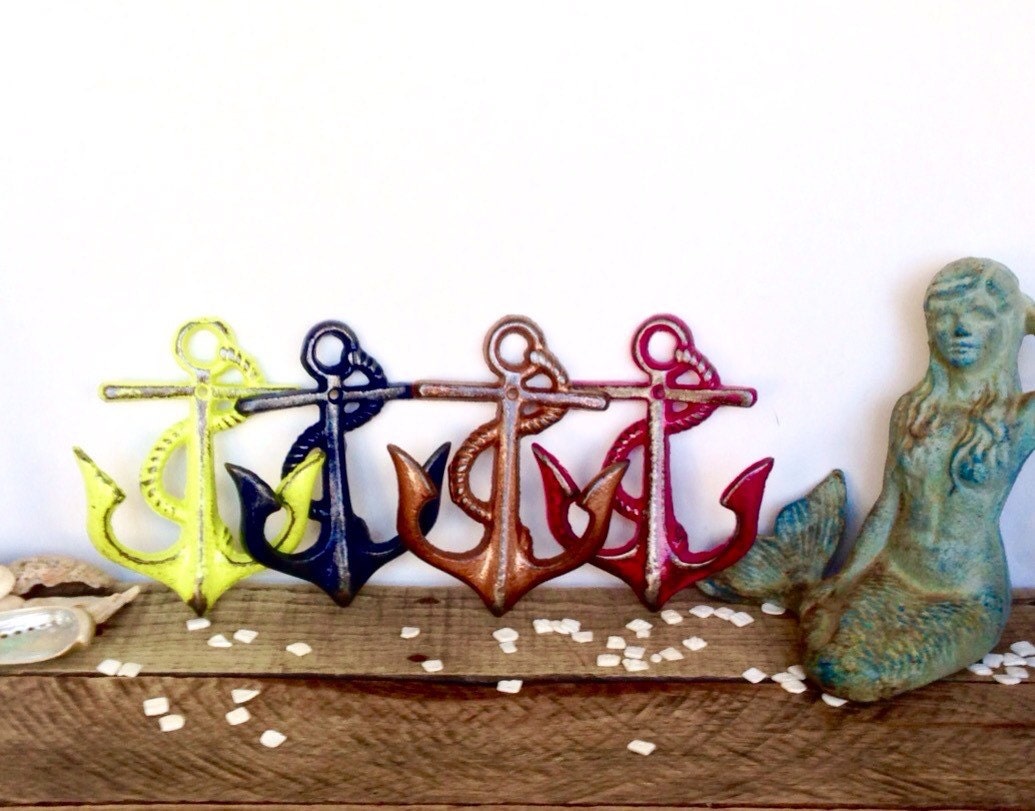 Anchor Hooks Nautical Bathroom Decor Coastal Wall Decor