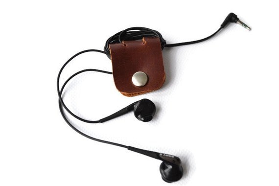 Earphone Organizer Leather Cord keeper Cord Holder