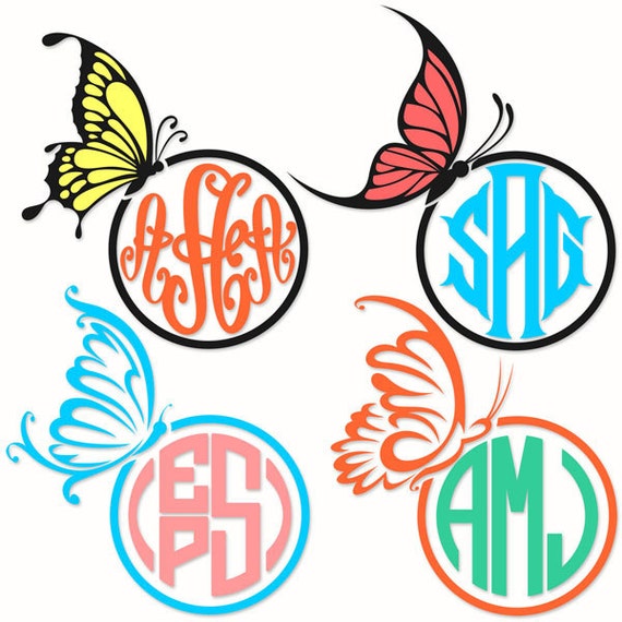 Download Butterfly Monogram Frames Cuttable Designs SVG DXF EPS use