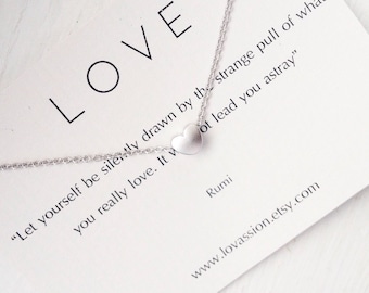 Tiny Heart Necklace, heart necklace, love necklace, dainty heart necklace, silver, gold, heart necklace, Mother's Day gift, bridesmaid gift