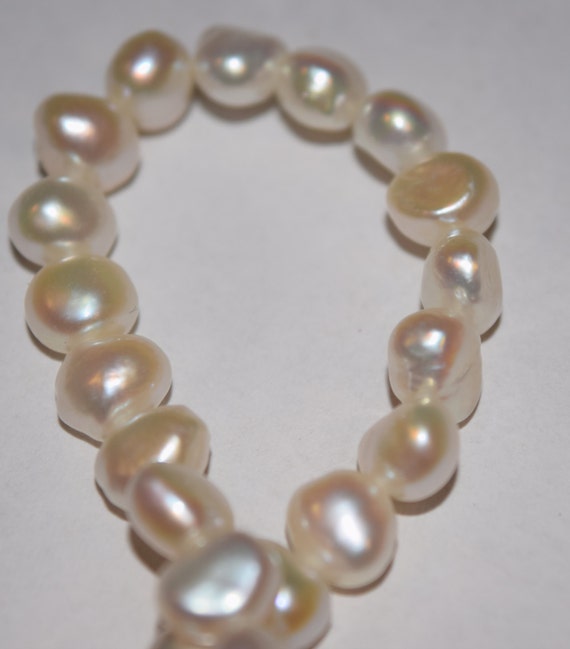 White Fresh Water Pearl Beads Potato Shaped by InspiredEyee