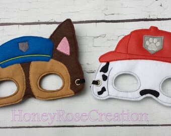 Felt Paw Patrol mask.Embroidered Paw Patrol mask.