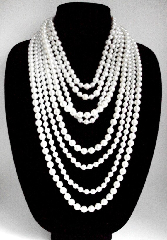 Multi Strand Pearl Necklace Long Beaded Cream By Sepearlsandmore