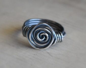 Silver Rose Ring, Wire Ring, Sterling Silver Rose Ring, Sterling Silver Filled Wire Ring, Rose Ring, Silver Rose Jewelry, Wire Wrapped Ring