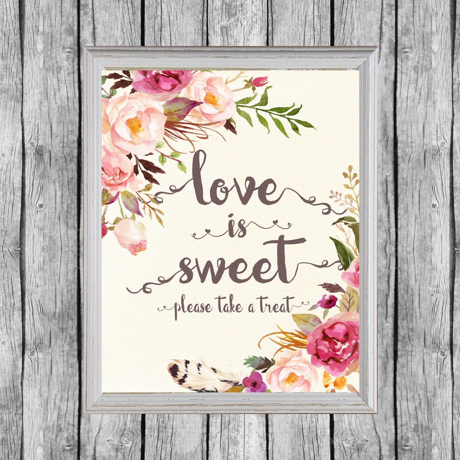 Love is Sweet Sign. Bridal Shower Favors Sign 8x10 Digital