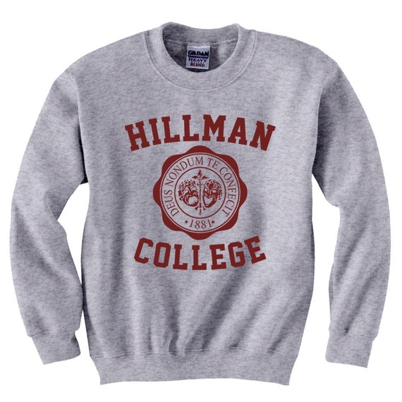 Hillman College Gray Sweatshirt Cosplay Party Halloween