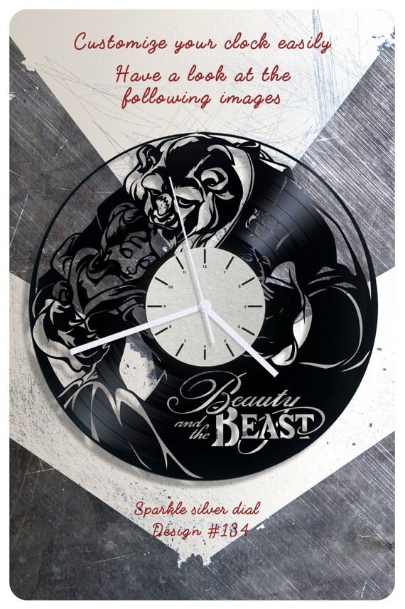 Beauty and the Beast vinyl clock walt disney clocks by