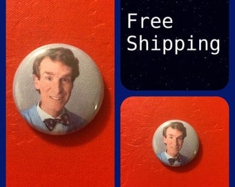 Bill Nye, The Science Guy Button Pin, FREE SHIPPING & Coupon Codes