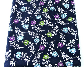 Navy Floral Fabric / Cara Collection / Quilting Fabric / Navy Fabric / Navy Blue Floral Fabric / Navy Quilt Fabric /Fabric by the Yard