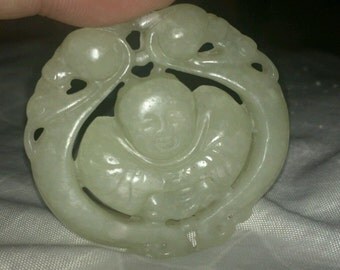 Very Beautiful Chinese Carved Both Sides Jade Pendant.