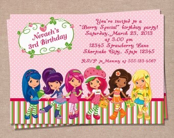 Strawberry Shortcake Invitation - Strawberry Shortcake Birthday - Girls Birthday Invitation - Kids Invitations - Printable Initations