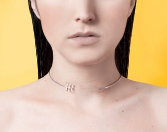 Modern Minimalist Sterling Silver Choker- Geometric Design - Contemporary - Coppernicus Choker