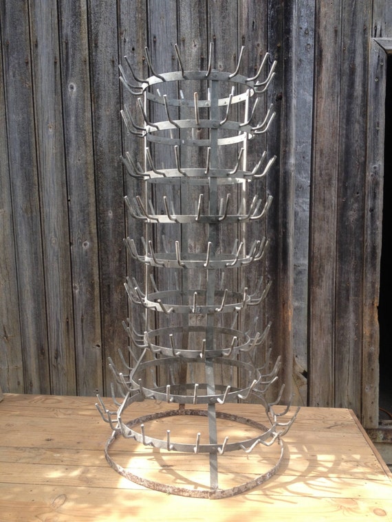 Antique French Zinc Bottle Drying Rack by VINTAGEorangeBAZAR