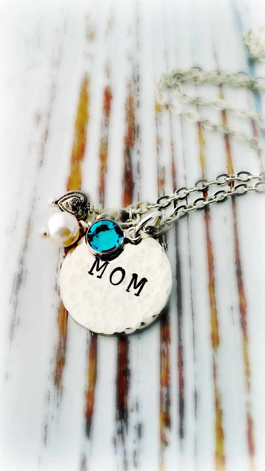 Personalized Mom Necklace, Silver, Textured