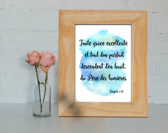 Affiche A4 avec Verset Biblique Jacques 1:17 Déco chambre enfant