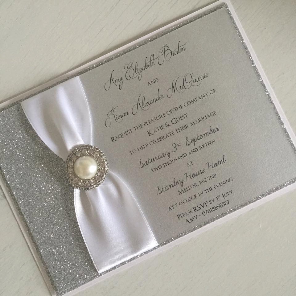 Silver Glitter Wedding Invitation / Silver Glitter Wedding