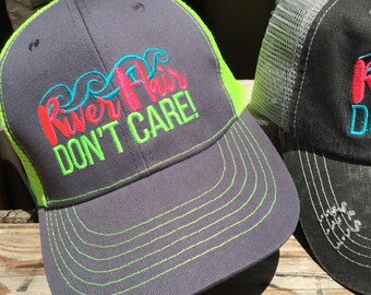 RIVER Hair, Don't Care! Ladies Ball Caps - perfect for lazy days floating or fishing the River!! Mesh Trucker Hat Cap