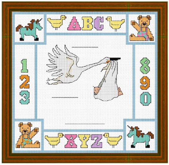 BIRTH SAMPLER BOY cross stitch chart by LairdJimscrossStitch