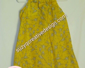 Yellow and Grey Floral Halter Dress 3T
