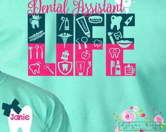 Dental Assistant Life Monogrammed Personalized Customized Dental Asst Perfect Gift Idea