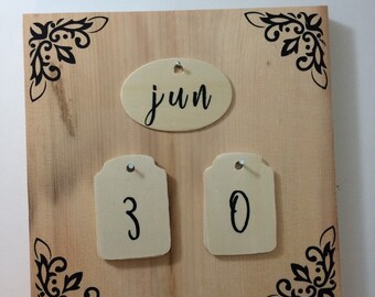 custom wood desk calendar - wood calendar - block calendar - calendar blocks - hand painted calendar - custom calendar - changeable calendar