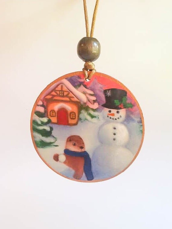 otter christmas ornament woodland animal snowman by solascent otter christmas ornament woodland animal snowman by solascent