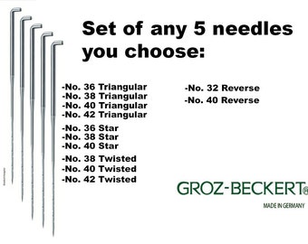 Felting needles set, your choice. Price for 5pcs. Made in Germany.