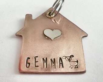 Customized Pet Tag - Pet ID Tag - Pet Accessories - Dog Collar Tag - House with guard dog - gift for pet lover