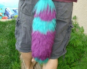 Cotton Candy Yarn Fox/Cat Tail, Yarn Costume tail, Yarn Fox tail, Bag Accessory, Cheshire cat costume, Fox tail, Costume tail, Clip on tail