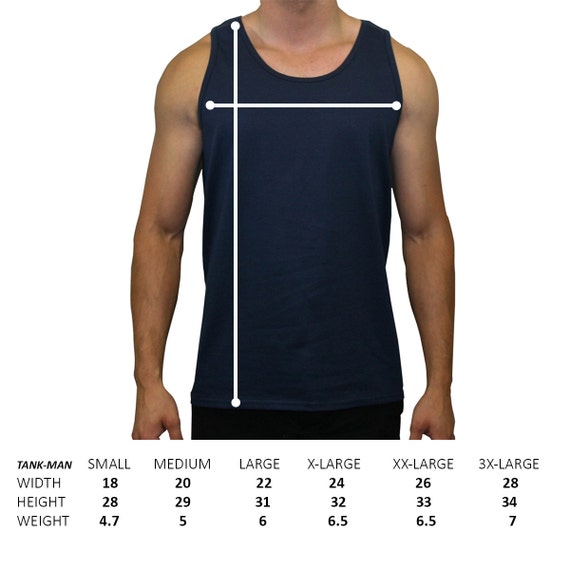 A Tank Top for Men Size Chart Not For Sale For Customer'