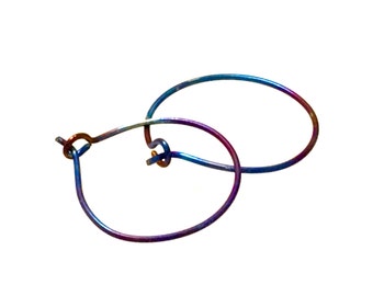 Medium titanium rainbow hoop earrings
