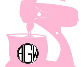 Monogram Kitchenaid Decal! Mom or Baker Gift Personalized Gift Stand Mixer Monogram, Yeti Decal, Water Bottle Decal, Thermos, Shirt Iron On