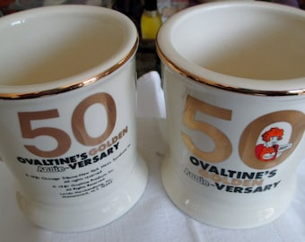 50th Anniversary Ovaltine Mugs, Vintage Ovaltine Mugs, Collectible Ovaltine Mugs, Orphan Annie Mugs, Ovaltine Mugs, Vintage Orphan Annie Mug